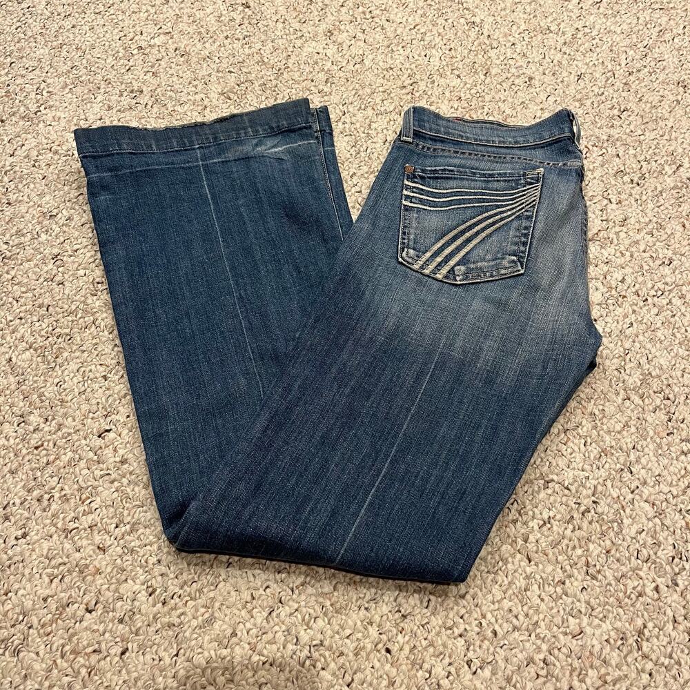7 For All Mankind Dojo Jeans 27 Flare Medium Wash Denim Classic Casual
